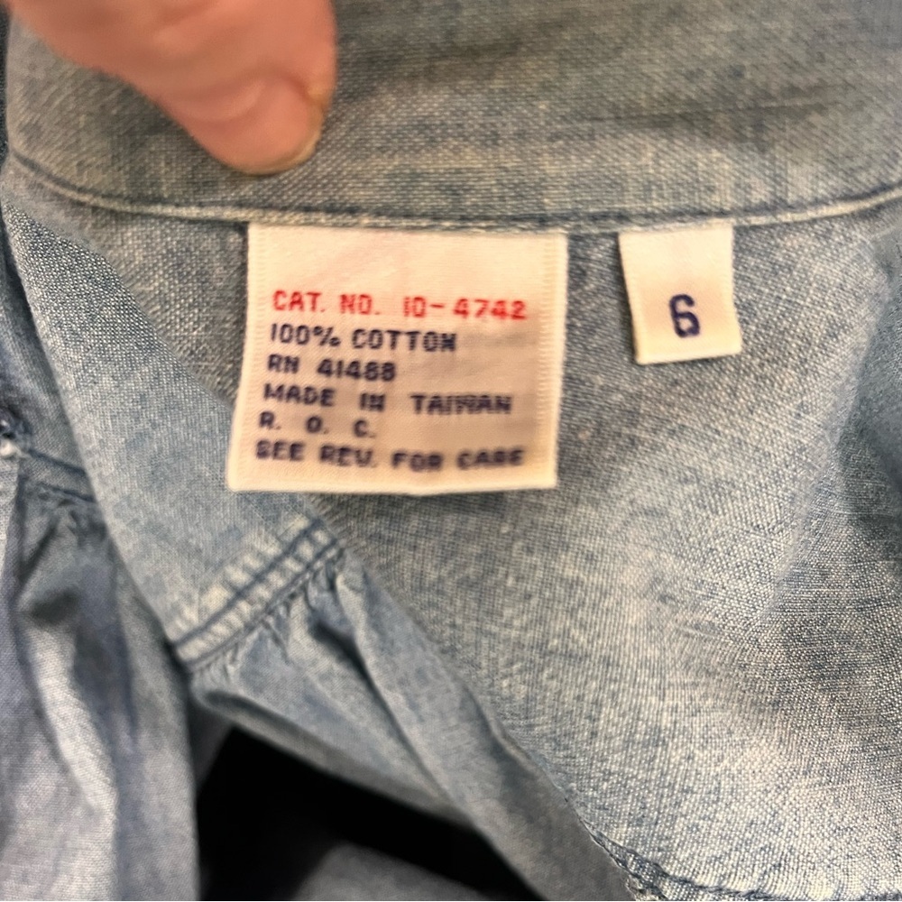 Denim chambray desert prairie western Midi Dress with pockets-8 - Picture 9 of 10